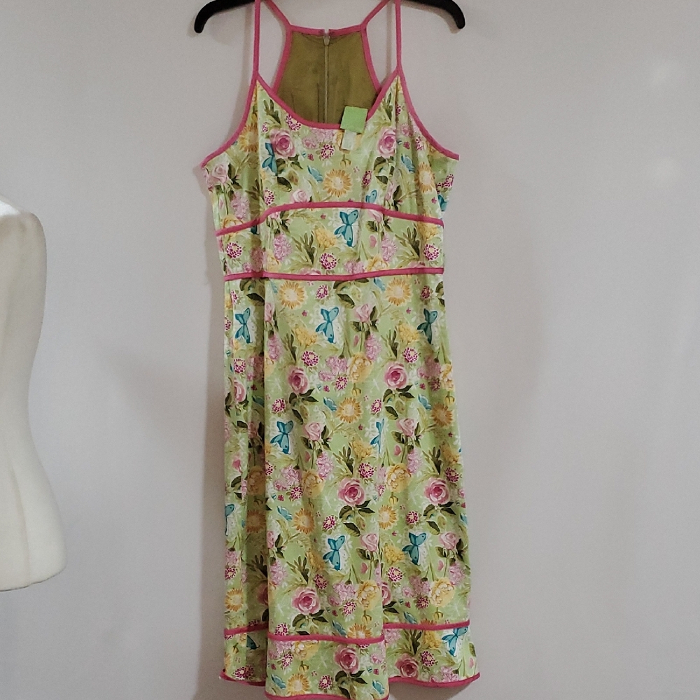 Floral Midi Sundress with Pink Trim